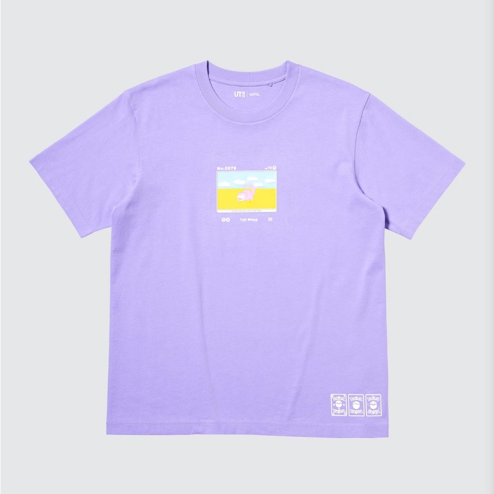 Uniqlo Pokémon Slowpoke Purple Japan Japanese game anime card T Shirt US L Large